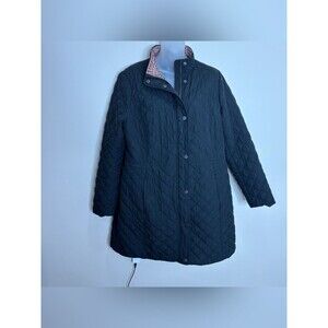 Talbots Black Quilted Snap-Front Puffer Coat quilted size large Jacket